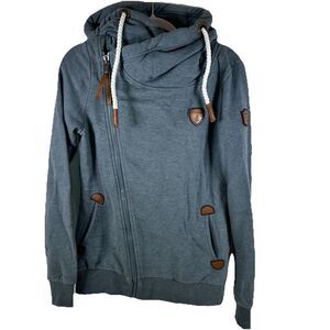 Wanakome Athena Blue Gray Full Zip Hoodie Jacket Women’s Size Small